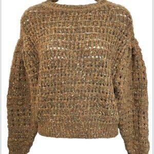 Universal Thread Ladies XSmall Brown Long Sleeve Crew Neck open knit Sweater